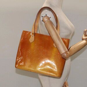 LOUIS VUITTON Monogram Vernis Houston Hand Bag Beige M91004 LV Auth hk1984